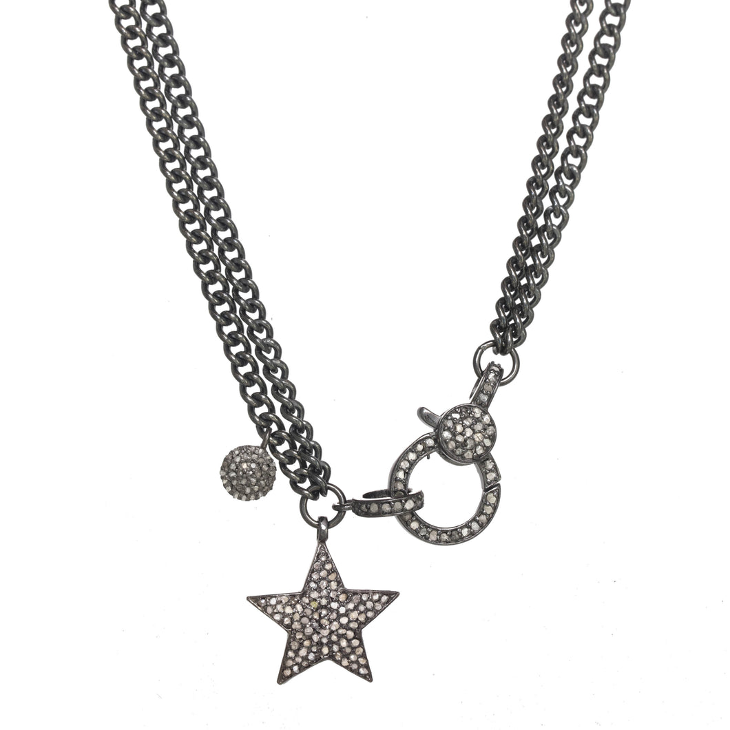 Pave Diamond Pendant and Clasp Necklace