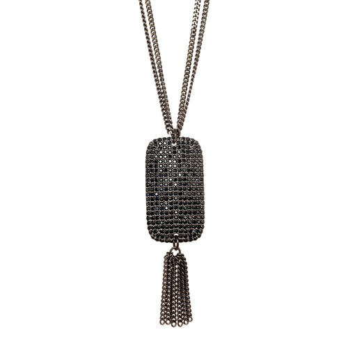 Black Spinel Pave Pendant Necklace