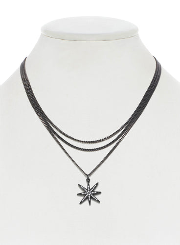 Layered Pave Star Necklace