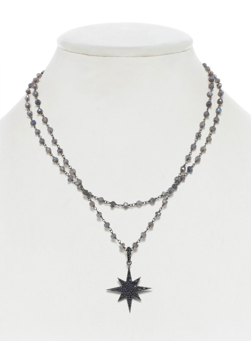 Labradorite and Black Spinel Star Pendant Necklace
