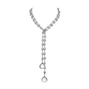 Grey Pearl Lariat Necklace