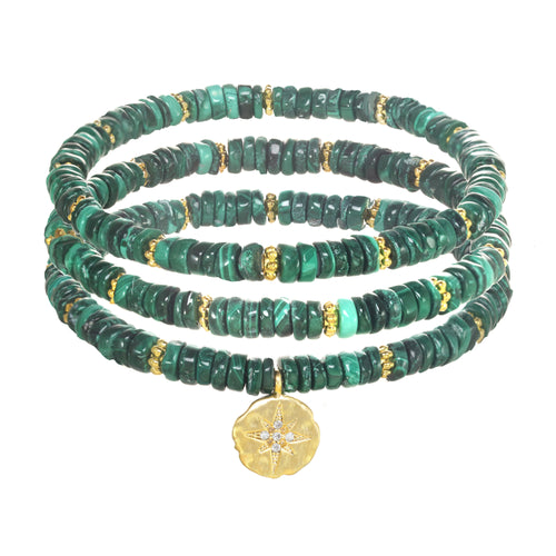 Malachite Bracelets with Starburst Pendant