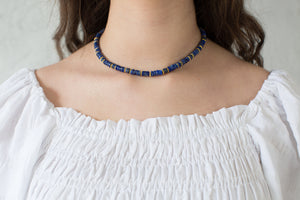 Blue Lapis Heishi Stone Necklace