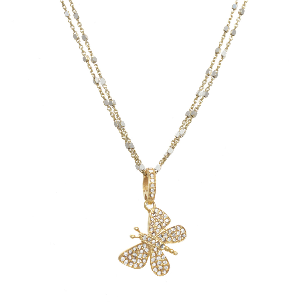 Hanging Butterfly Diamond Necklace