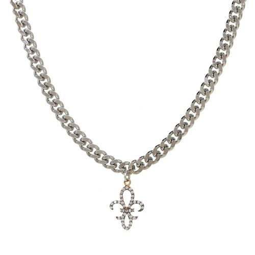 Fleur de Lis Pave Necklace