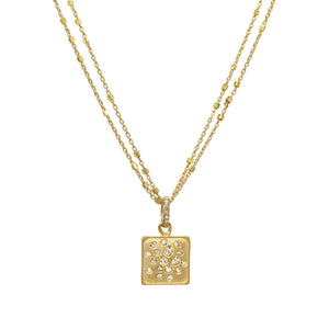Gold Square Diamond Necklace