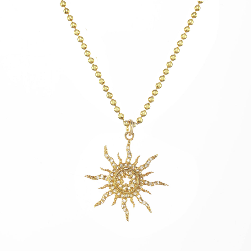 Sterling Silver 925 SUN 0.67" Round Diamond Cluster Pendant Necklace  18" Chain | eBay