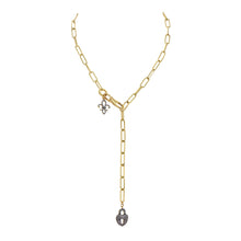 Load image into Gallery viewer, Heart and Fleur de Lis Lock Necklace