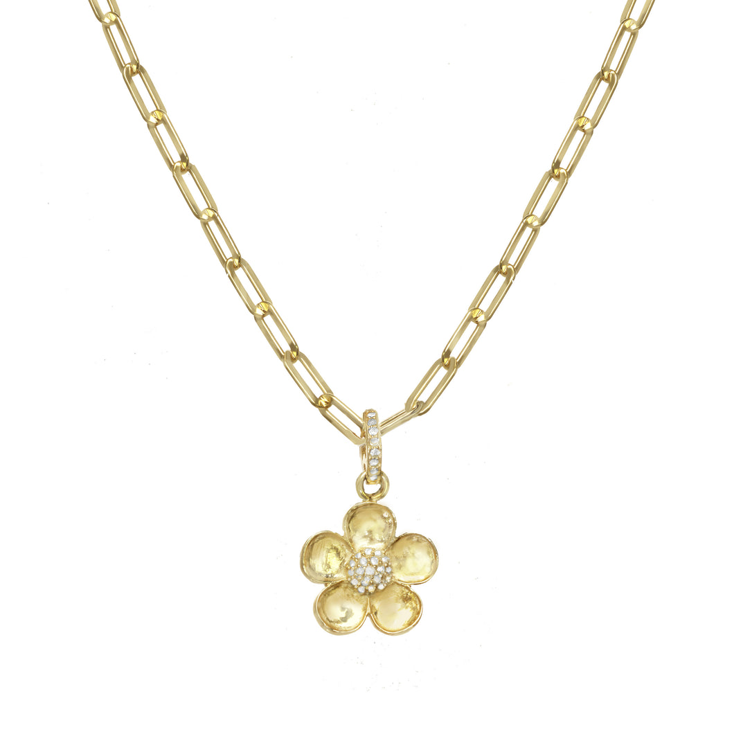 Diamond Flower Pendant Necklace