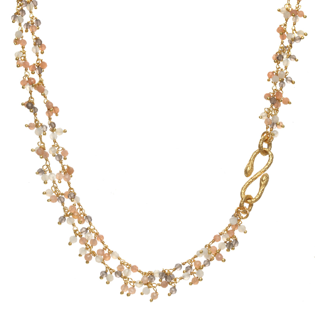 Peach Moonstone Cluster Serpent Necklace