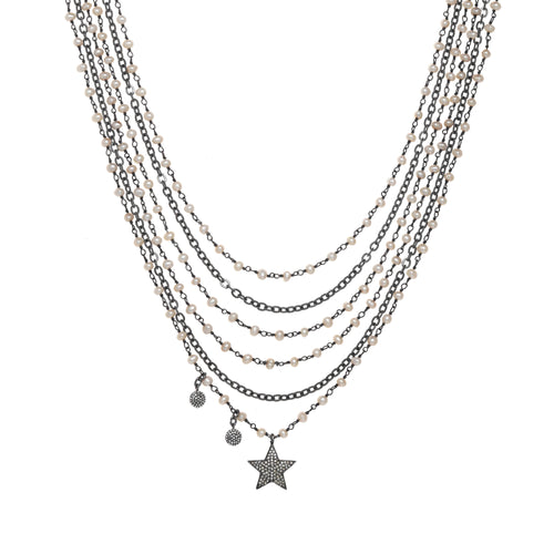 Pearl Layered Twinkling Star Necklace