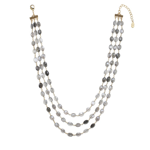 Grey Moonstone Layered Necklace