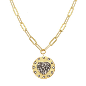 Gold Diamond Studded Heart Necklace