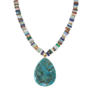 Mixed Medley and Turquoise Pendant Necklace