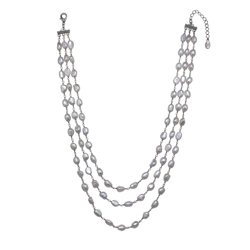 Grey Freshwater Pearl Layered Necklace