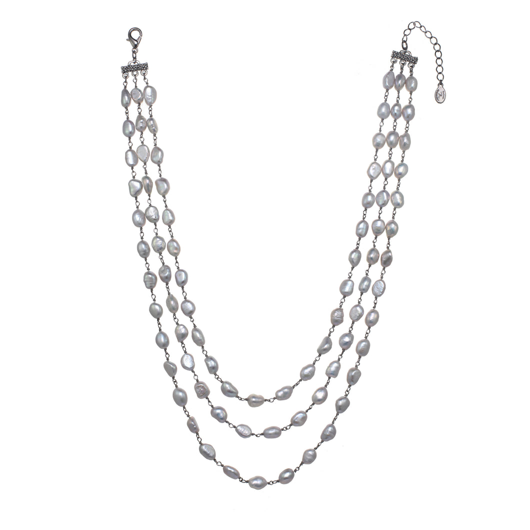 Grey Freshwater Pearl Layered Necklace