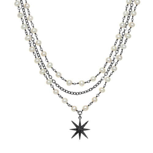 Star Studded Pearl Layered Necklace