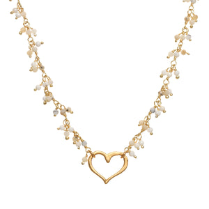Opal Open Heart Cluster Necklace