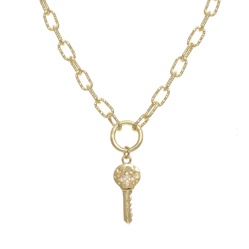 Golden Key Charm Necklace