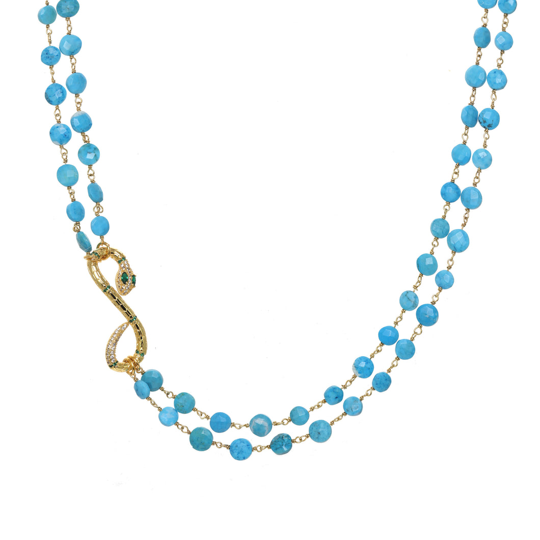 Turquoise Slinky Snake Necklace