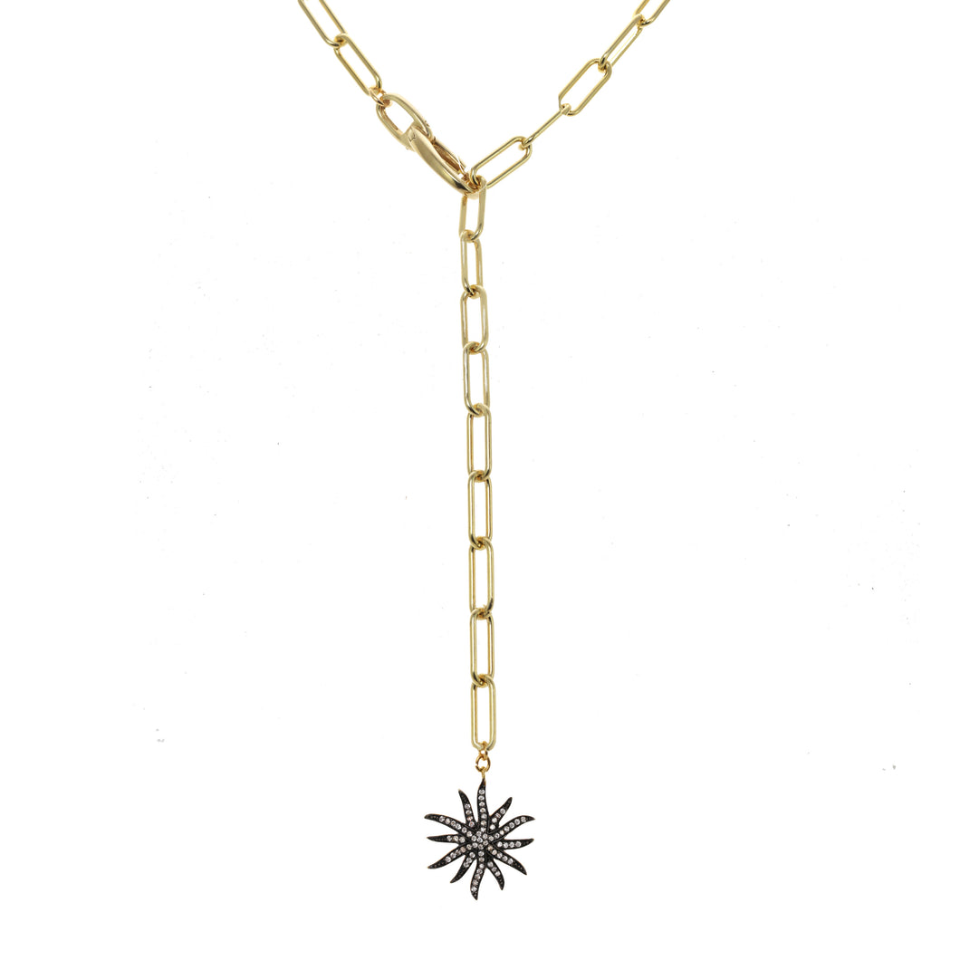 Sparkling Sun Charm and Lock Necklace
