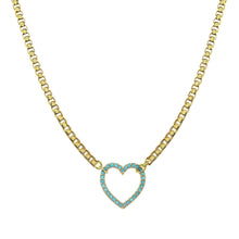 Load image into Gallery viewer, Turquoise Heart Connector Necklace