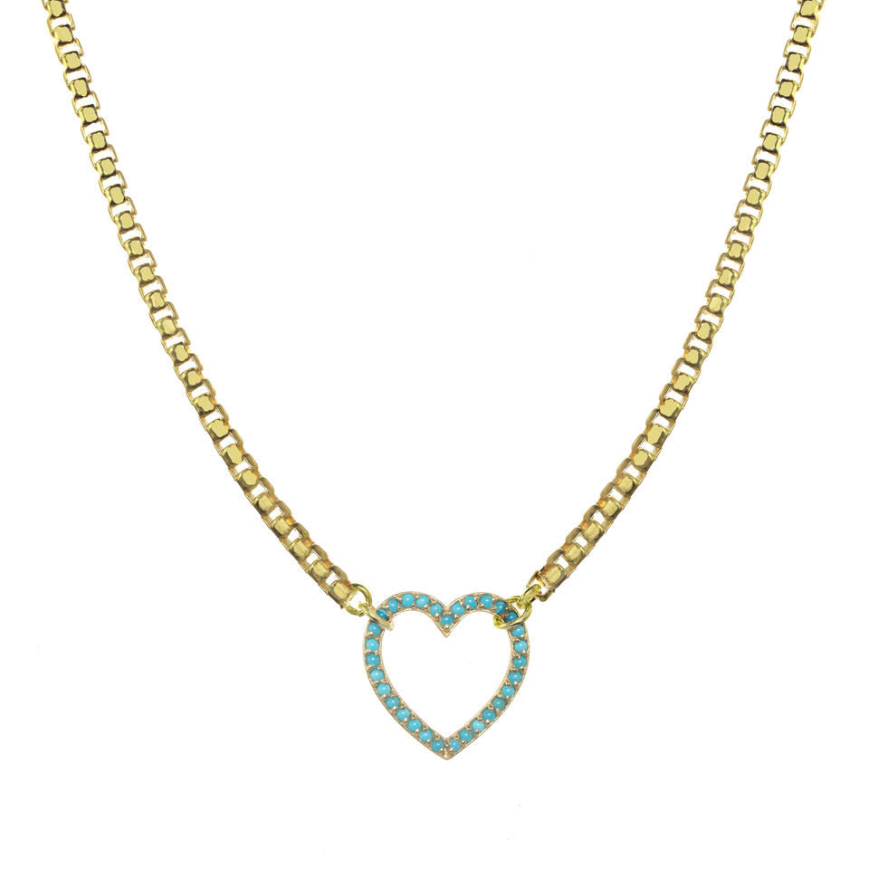 Turquoise Heart Connector Necklace