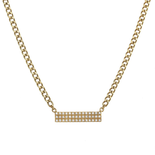 Gold Pave Bar Necklace