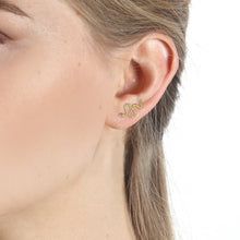 Load image into Gallery viewer, 14k Gold and Diamond Snake Stud Earrings